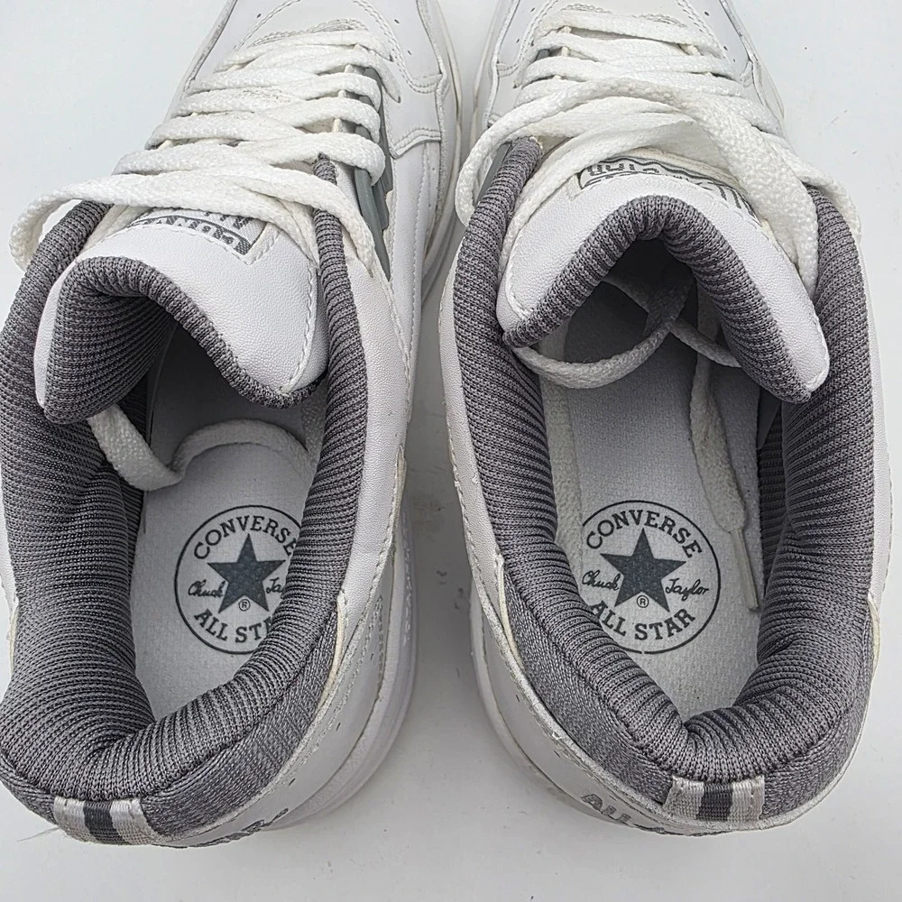 Retro Converse Mens Sneakers 8.5  Court Low White Gray Shoes 80s 90s - Picture 14 of 16